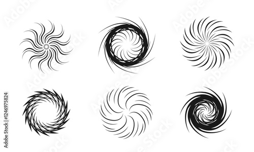 Hurricane icon png. Swirl thin line. Spiral hurricane symbol collection vector illustration on transparent background