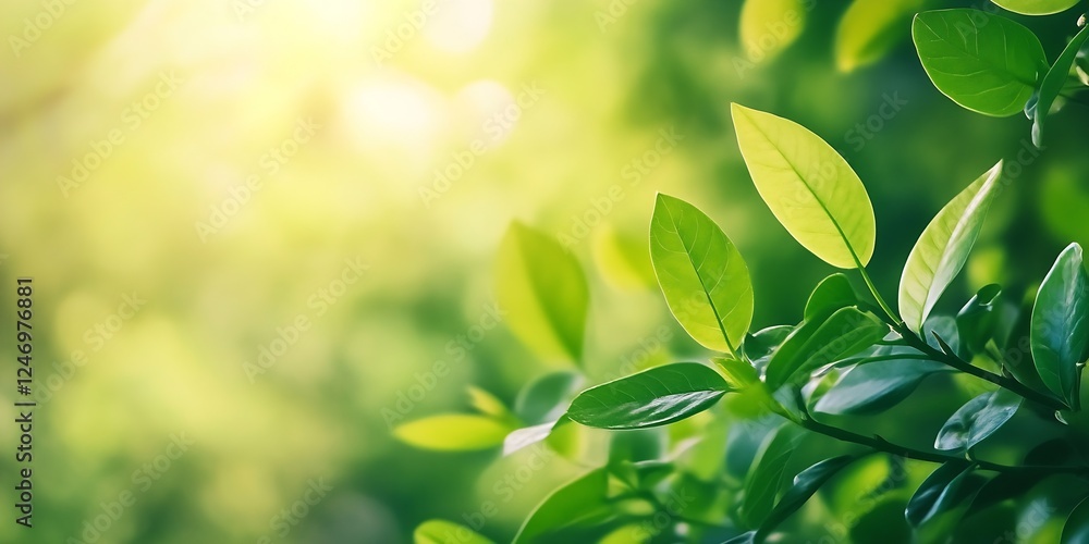 Close up view of vibrant green leaves with soft sunlight filtering through : Generative AI Close up view of vibrant green leaves with soft sunlight filtering through : Generative AI