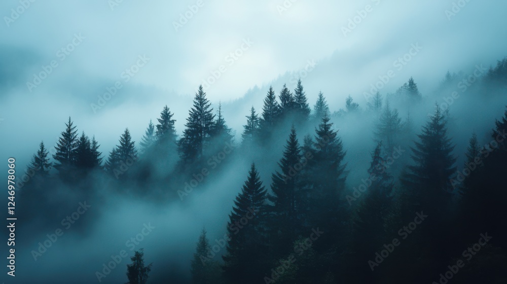 Misty Forest Landscape: A Serene Nature Scene Misty Forest Landscape: A Serene Nature Scene