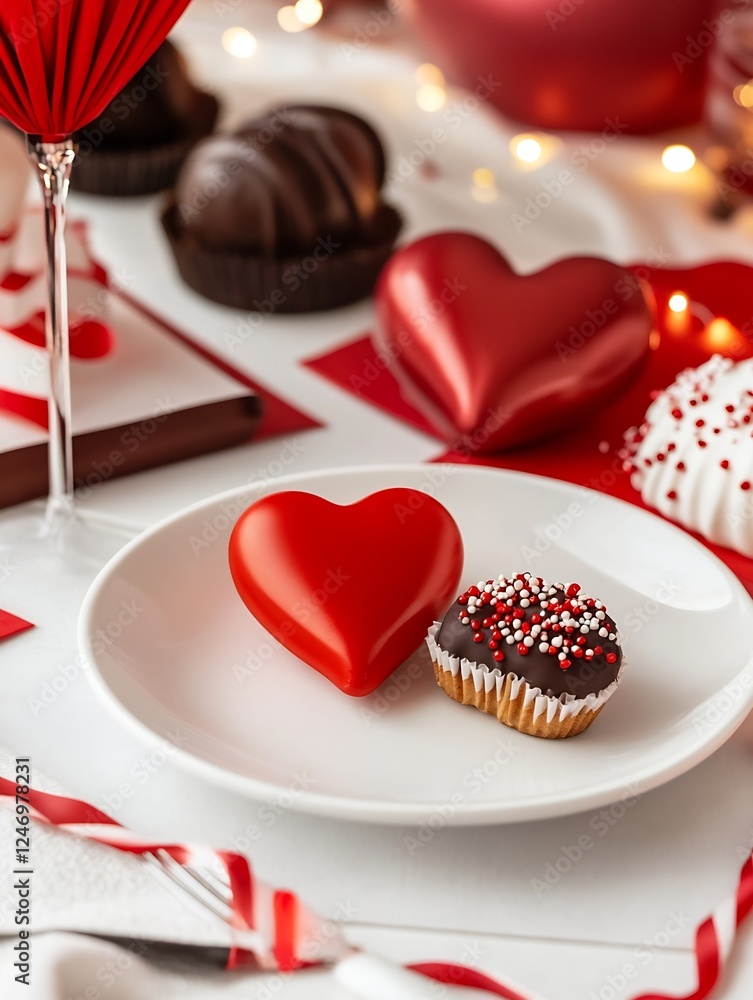 Heart-Shaped Treats and Chocolates for a Romantic Sweet Celebration : Generative AI Heart-Shaped Treats and Chocolates for a Romantic Sweet Celebration : Generative AI