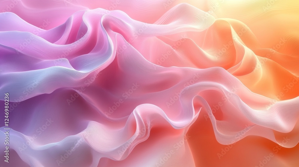 Obraz premium Pastel fabric swirls, sunlit backdrop, design texture