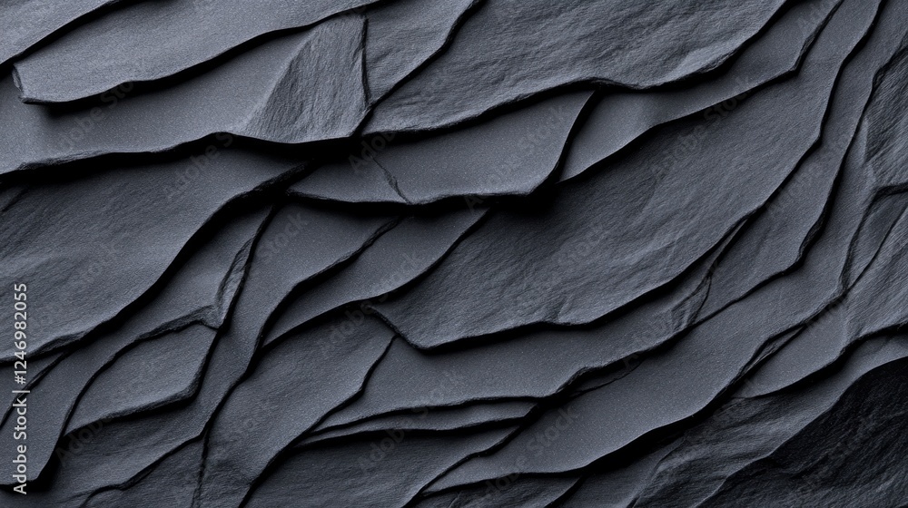 Obraz premium Textured Black Slate Surface for Luxury Background - This image features a rich black slate surface with layered textures, symbolizing elegance, depth, sophistication, natural beauty