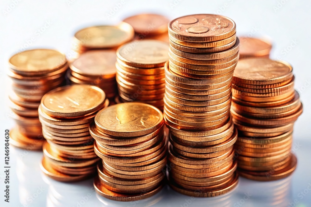 Stack of One Cent Coins on White Background - Copy Space for Text Stack of One Cent Coins on White Background - Copy Space for Text