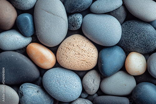 Pebbles of different sizes and colors, texture photo