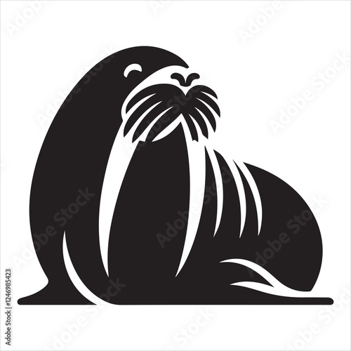 Walrus Silhouettes Walrus sets icon vector on White Background Vector Art