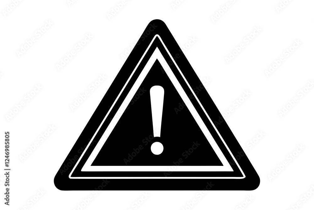 Warning Sign Icon Silhouette on White Background Warning Sign Icon Silhouette on White Background