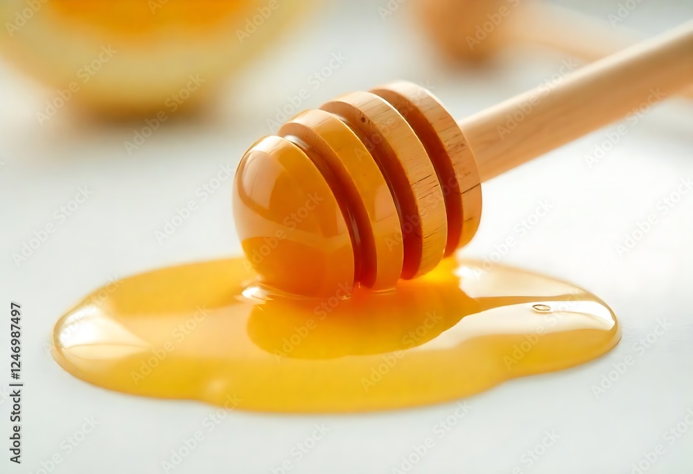 Golden Honey Drizzle: Close-Up of Honey Dipper with Flowing Honey
Golden Honey Drizzle: Close-Up of Honey Dipper with Flowing Honey