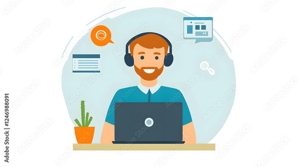 Customer support representative assisting a client Customer support representative assisting a client