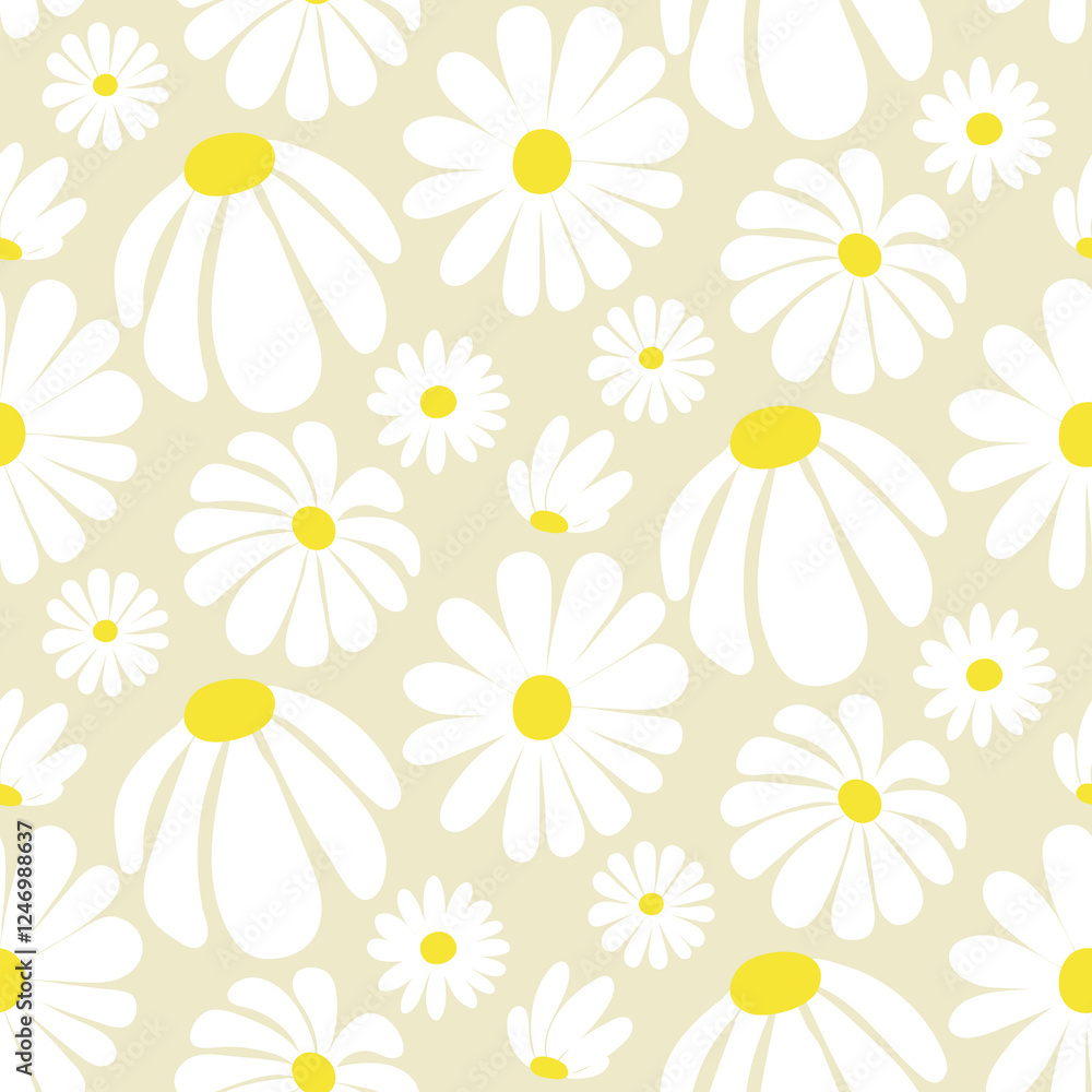 Obraz premium White daisies seamless pattern