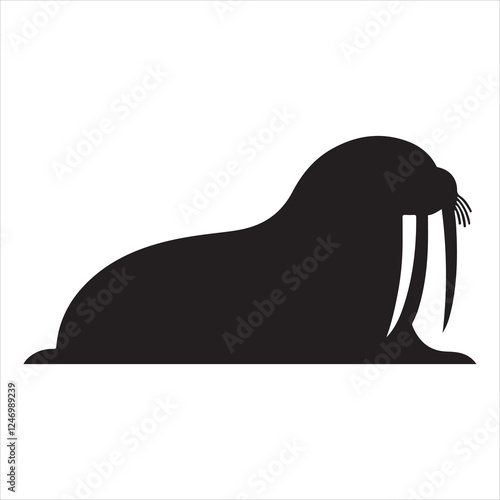 Walrus Silhouettes Walrus sets icon vector on White Background Vector Art