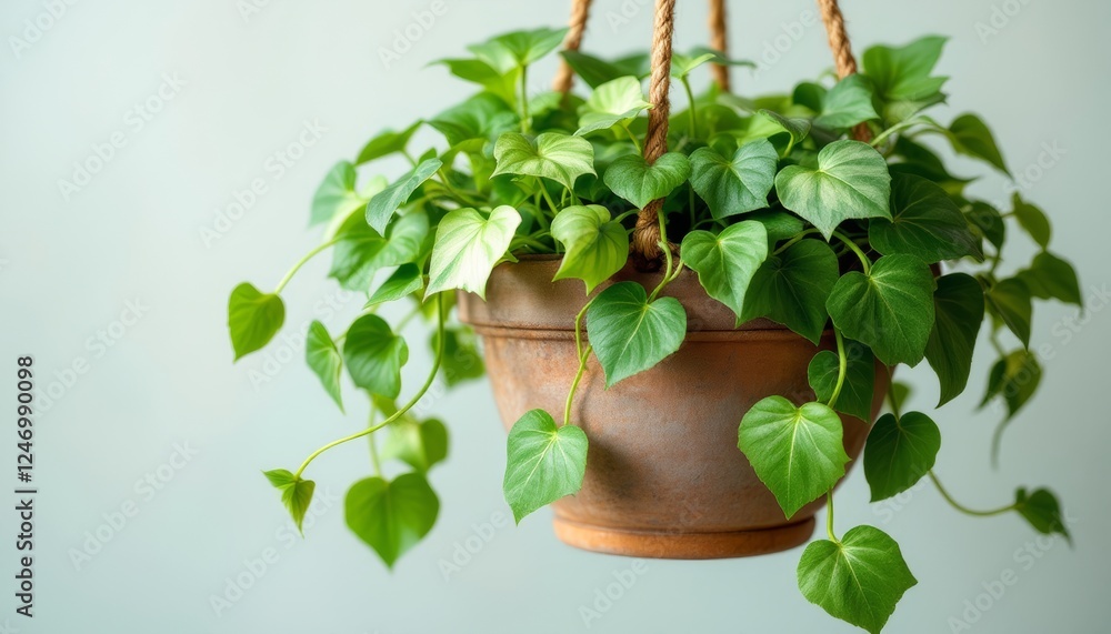 Lush Heartleaf Philodendron Cascading from Rustic Hanging Planter