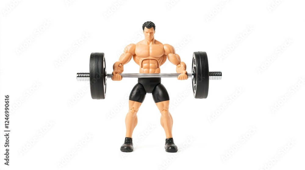 Realistic Plastic Figurine of a Man Lifting Weights in Action Realistic Plastic Figurine of a Man Lifting Weights in Action