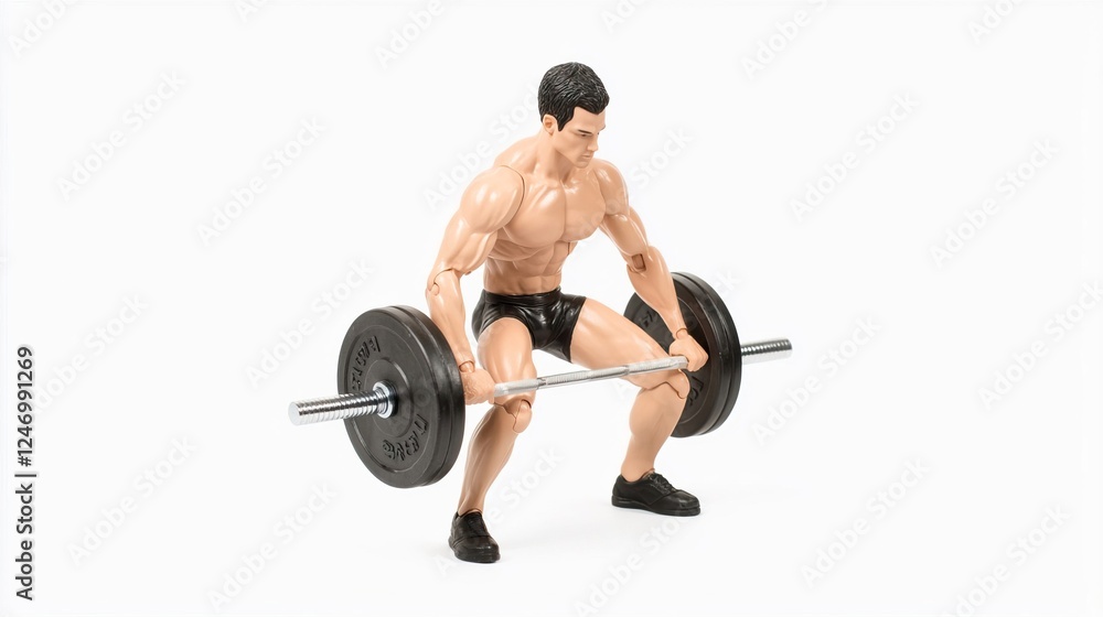 Realistic Figurine of a Man Performing Squats with Barbell Realistic Figurine of a Man Performing Squats with Barbell