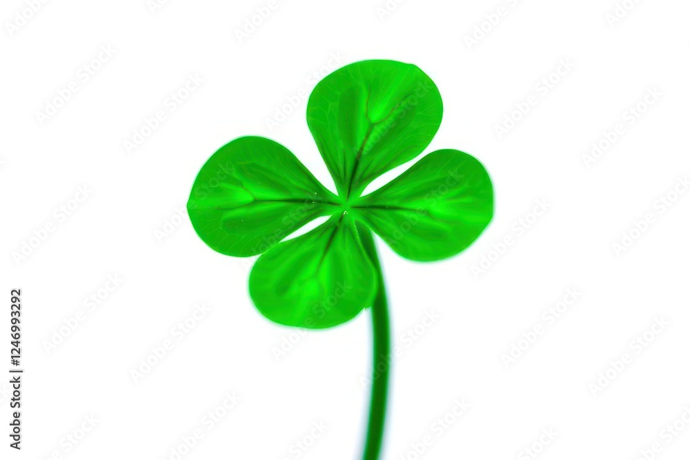 A close-up of a bright green shamrock clover showcases its distinct leaf shape, symbolizing luck and prosperity during the festive St. Patrick's Day celebration A close-up of a bright green shamrock clover showcases its distinct leaf shape, symbolizing luck and prosperity during the festive St. Patrick's Day celebration