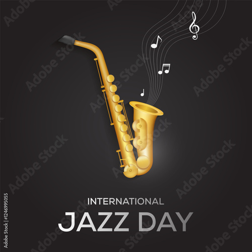 saxophone gold with black classic background for international jazz day banner