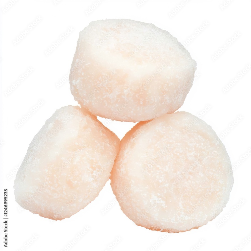 Side View of Soft and Chewy Japanese Mochi Dessert on White Background Side View of Soft and Chewy Japanese Mochi Dessert on White Background