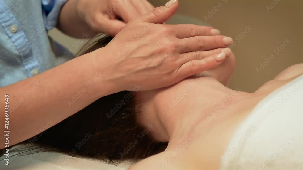 Smooth healthy skincare treatment, detox rejuvenation. Professional therapist massaging face of beautiful female. Beautiful woman enjoying facial massage. Therapy treatment, face beauty skin care Smooth healthy skincare treatment, detox rejuvenation. Professional therapist massaging face of beautiful female. Beautiful woman enjoying facial massage. Therapy treatment, face beauty skin care