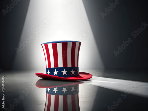 Classic Uncle Sam hat in a spotlight with shadows