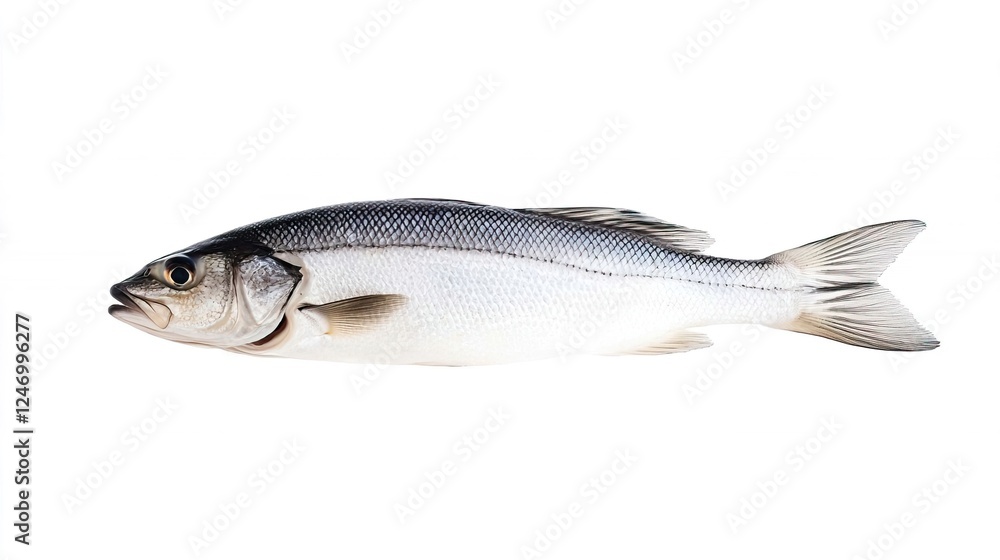 Isolated Fresh Seabass on White Background for Culinary Design Isolated Fresh Seabass on White Background for Culinary Design