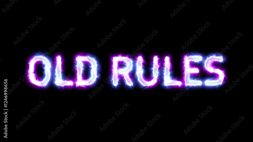 Old Rules symbol. concept words Old Rules bright glowing neon effects, vibrant and colorful text animation on transparent background Old Rules symbol. concept words Old Rules bright glowing neon effects, vibrant and colorful text animation on transparent background