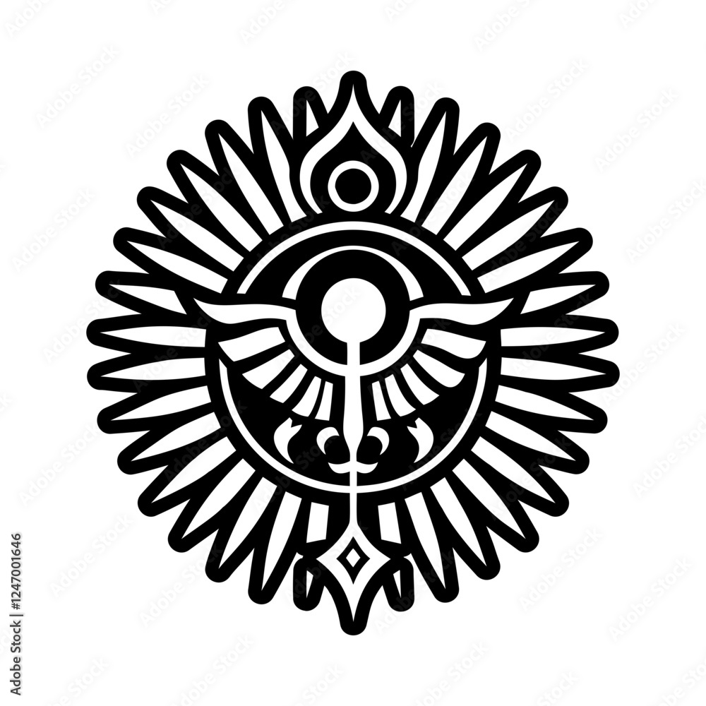 Fototapeta premium Egyptian Sun symbol icon in glyph style