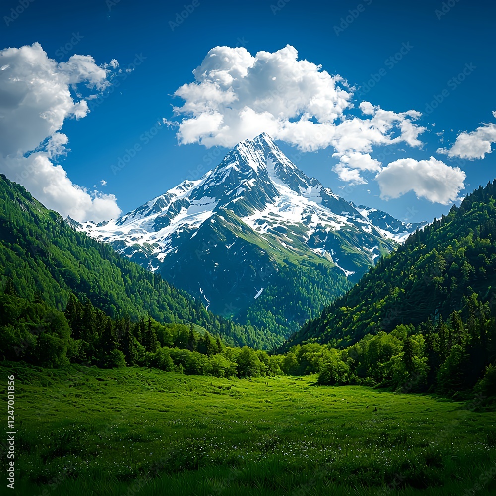 Obraz premium Majestic Snow Capped Mountain Peak in a