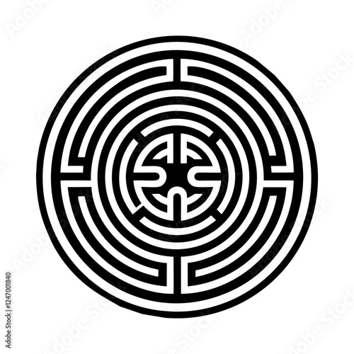A glyph style icon of greek labyrinth symbol