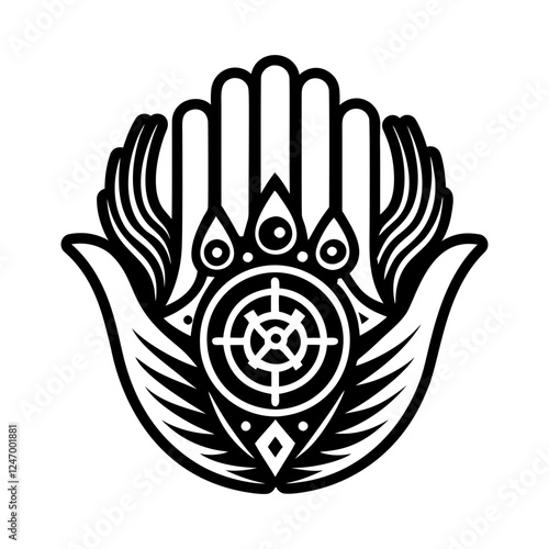 Mystic hand symbol icon in solid style