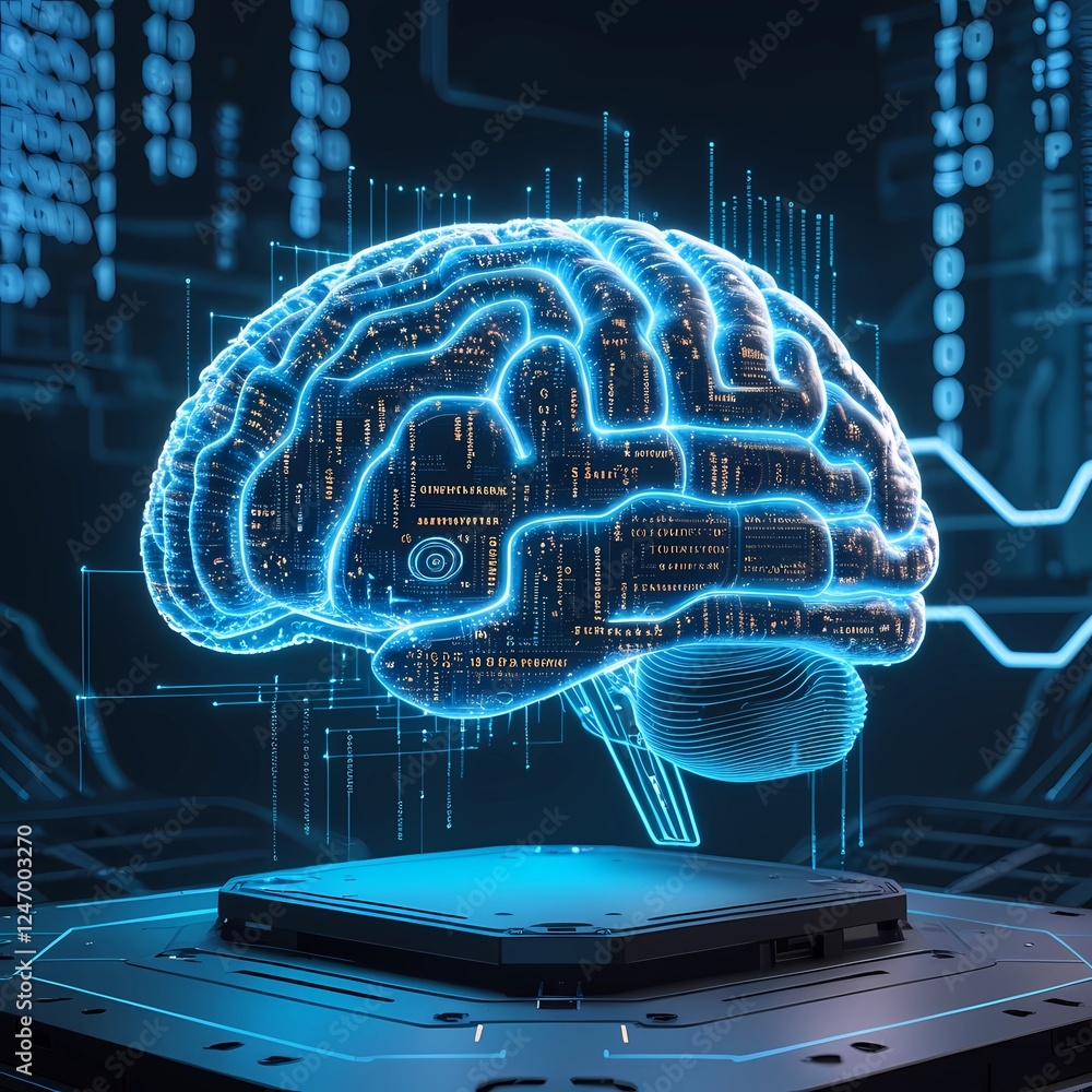 Fototapeta premium brain and computer