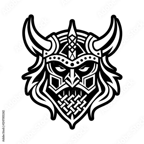 A glyph style icon of viking warrior symbol