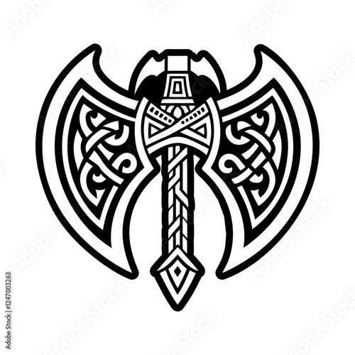 Viking axe symbol icon in solid style
