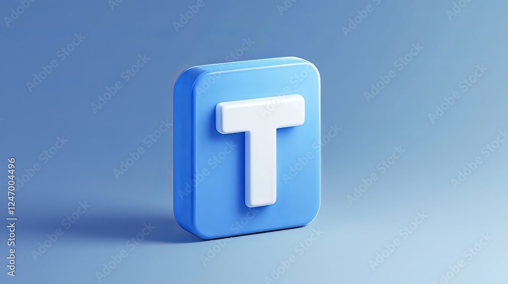 blue rectangular icon with the letter 'T' in white, blue rectangular icon with the letter 'T' in white,