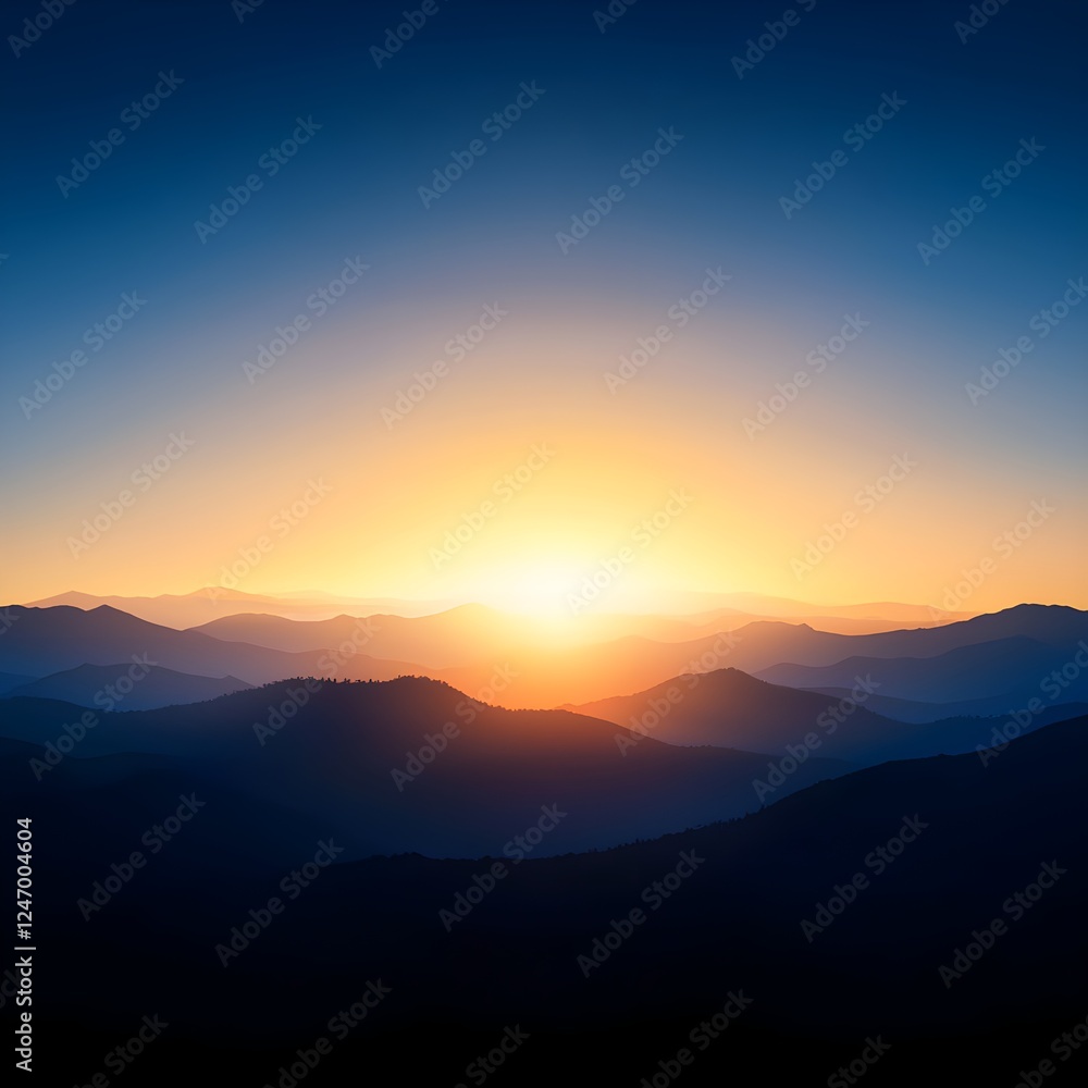 Majestic Sunset Over Silhouetted Mountain Range Majestic Sunset Over Silhouetted Mountain Range