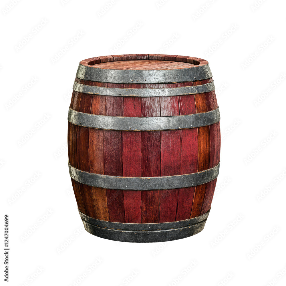 Fototapeta premium Vintage Wooden Wine Barrel on Transparent Background