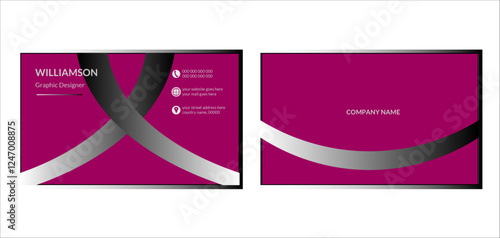 Double sided creative card template. Landscape and horizontal orientation. Horizontal and vertical layout. Vector illustration.