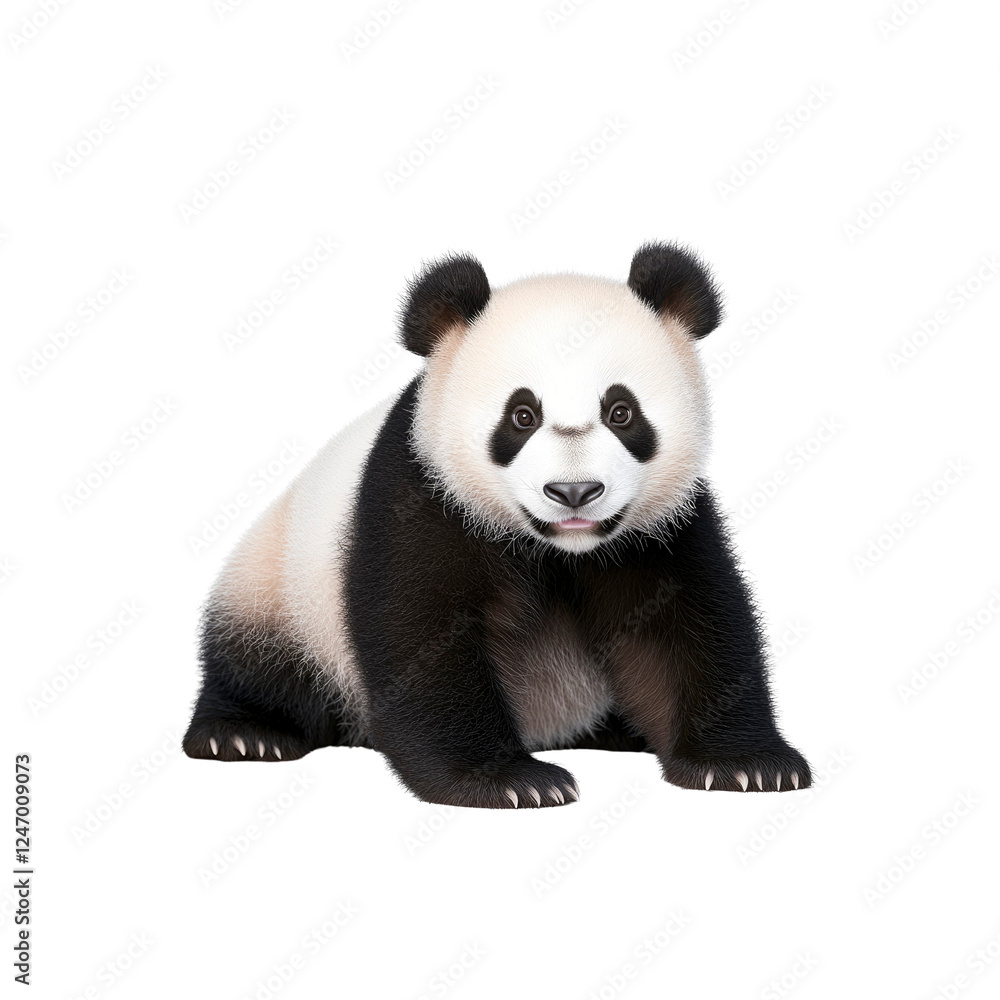 Fototapeta premium Adorable Giant Panda Cub on Transparent Background