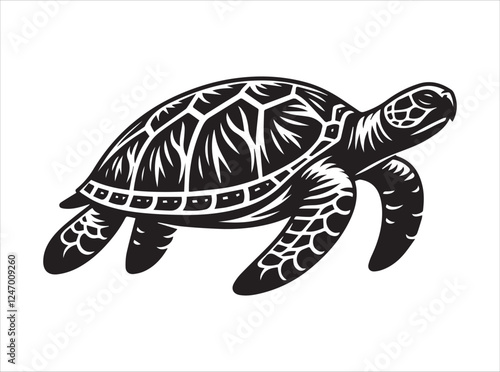 "Sea Turtle Silhouette Vector Illustration for Ocean and Marine Life Designs"