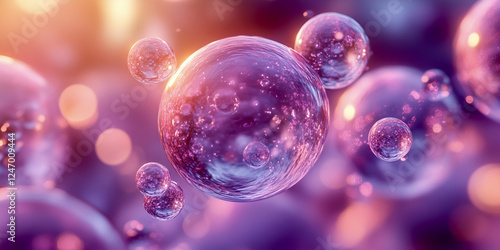 Wallpaper Mural Glowing spheres float in soft purple gradient, creating dreamy atmosphere Torontodigital.ca