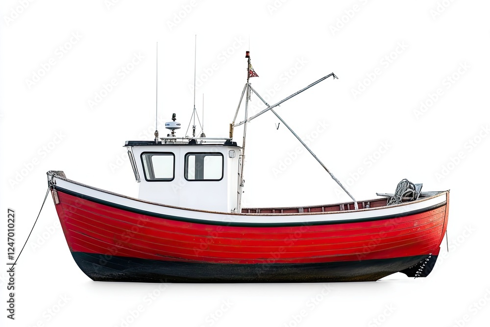 A solitary fishing boat depicted in a transparent file A solitary fishing boat depicted in a transparent file