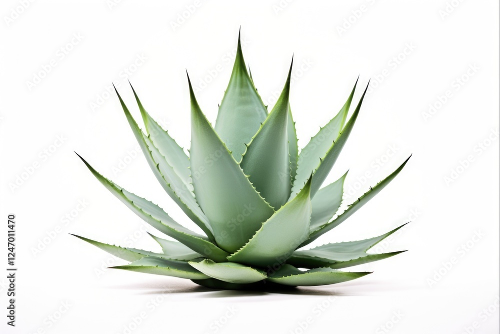 Fototapeta premium Agave Plant Isolated on White Background. Still Life Foliage for Nature Design and Cultivation. (AR 3:2)