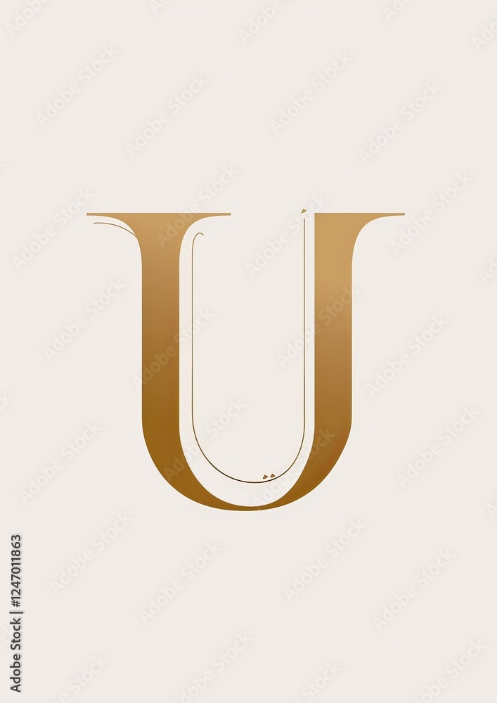a simple 'U' shape in beige and gold colors a simple 'U' shape in beige and gold colors