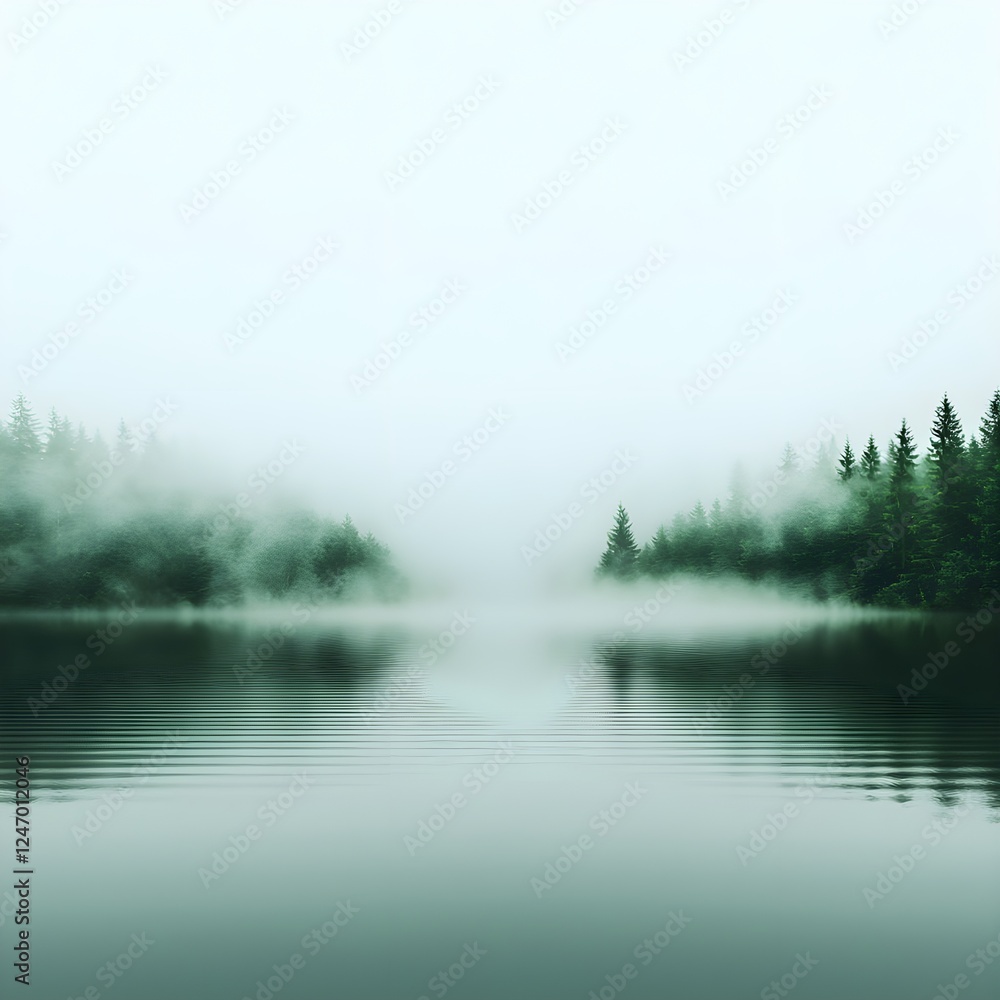 Misty Green Forest Lake at Dawn Pixel Art Misty Green Forest Lake at Dawn Pixel Art