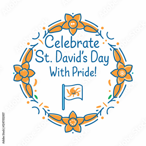 Symbolic St. David’s Day design with daffodils