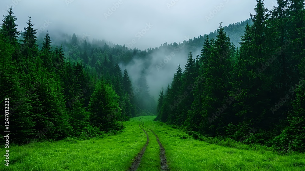 Misty Green Forest Path Misty Green Forest Path