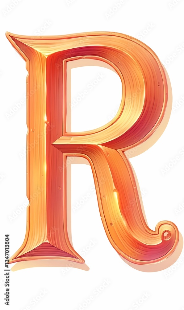 the letter 'R' in light brown and red tones on a white background the letter 'R' in light brown and red tones on a white background