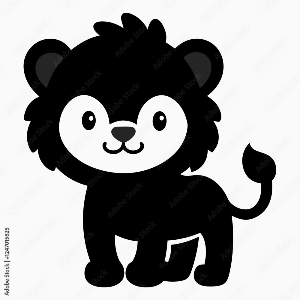 Fototapeta premium Cute baby lion vector on white background.