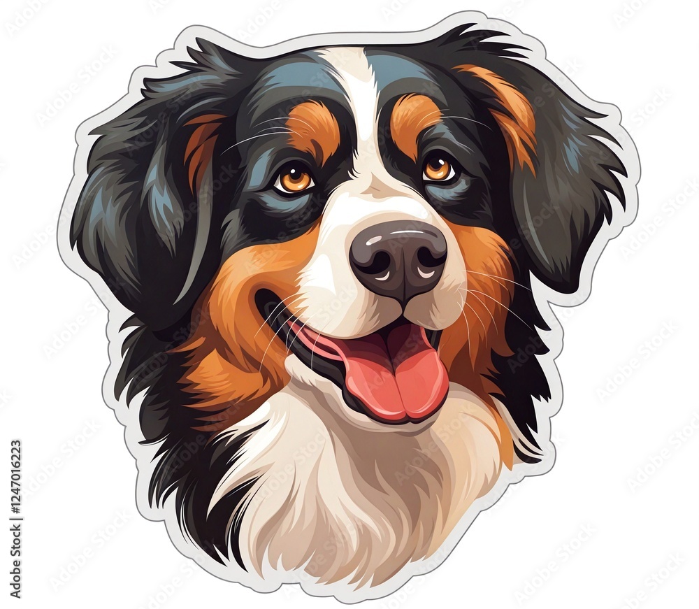 Fototapeta premium Happy Bernese Mountain Dog with a friendly expression