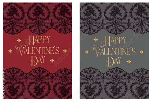 Set of Luxury Valentine's day cards. Cute love sale flyer template, poster, label, ad, copy space, cover, banner design set. Modern typography art background. Trendy style. Vector illustration