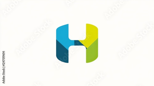 the letter 'H' and an H-shaped symbol, using green, yellow, and blue colors on a white background. Free Download the letter 'H' and an H-shaped symbol, using green, yellow, and blue colors on a white background. - GFXLoad