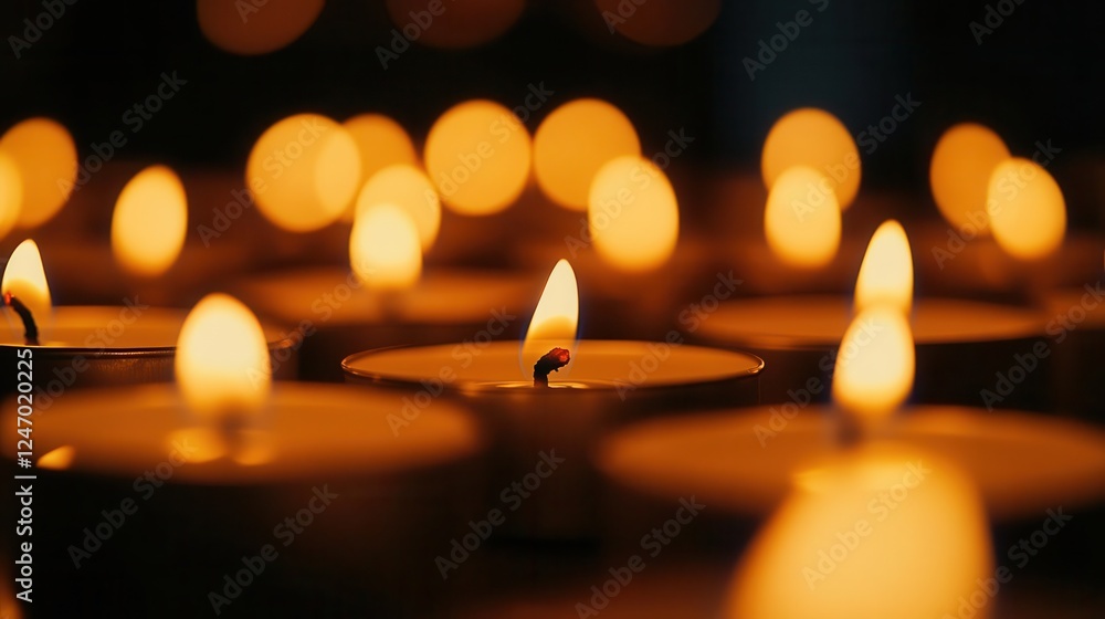 Soft Candlelight Creating Peaceful Ambiance Against Dark Background Soft Candlelight Creating Peaceful Ambiance Against Dark Background